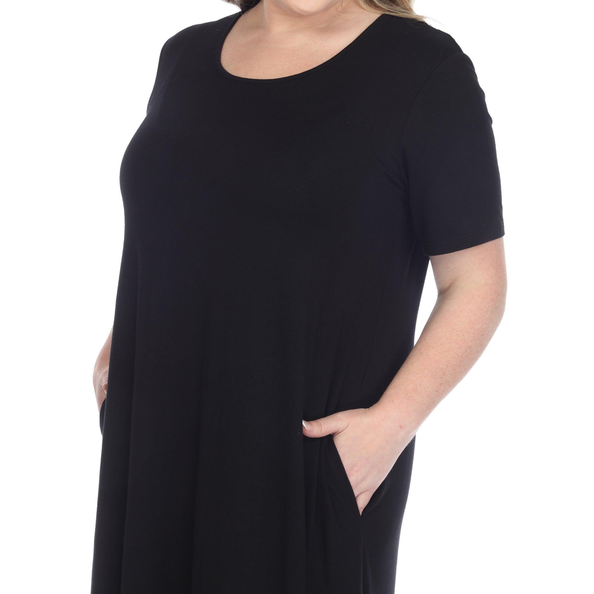 Short Sleeve Pocket Swing Midi Dress - Plus Product Image