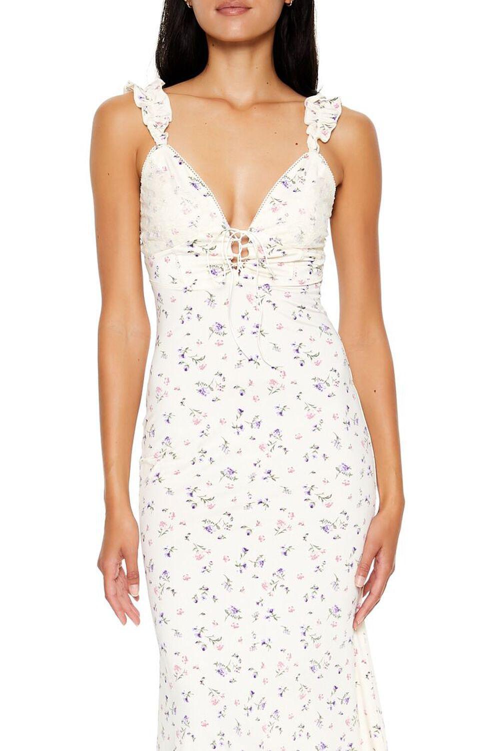 Plunging Ditsy Floral Maxi Dress | Forever 21 Product Image