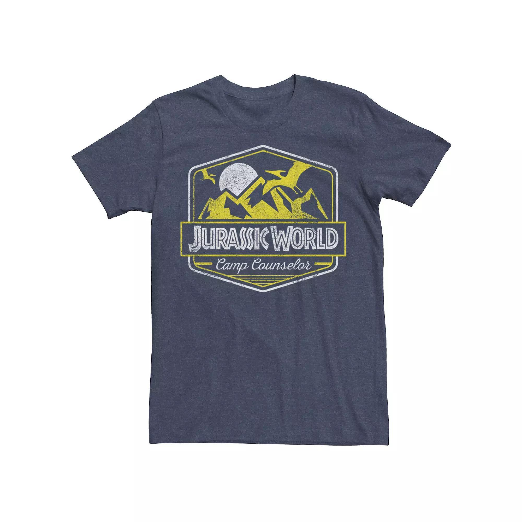 Men's Jurassic World Camp Counselor Emblem Tee, Size: XS, Navy Grey Product Image