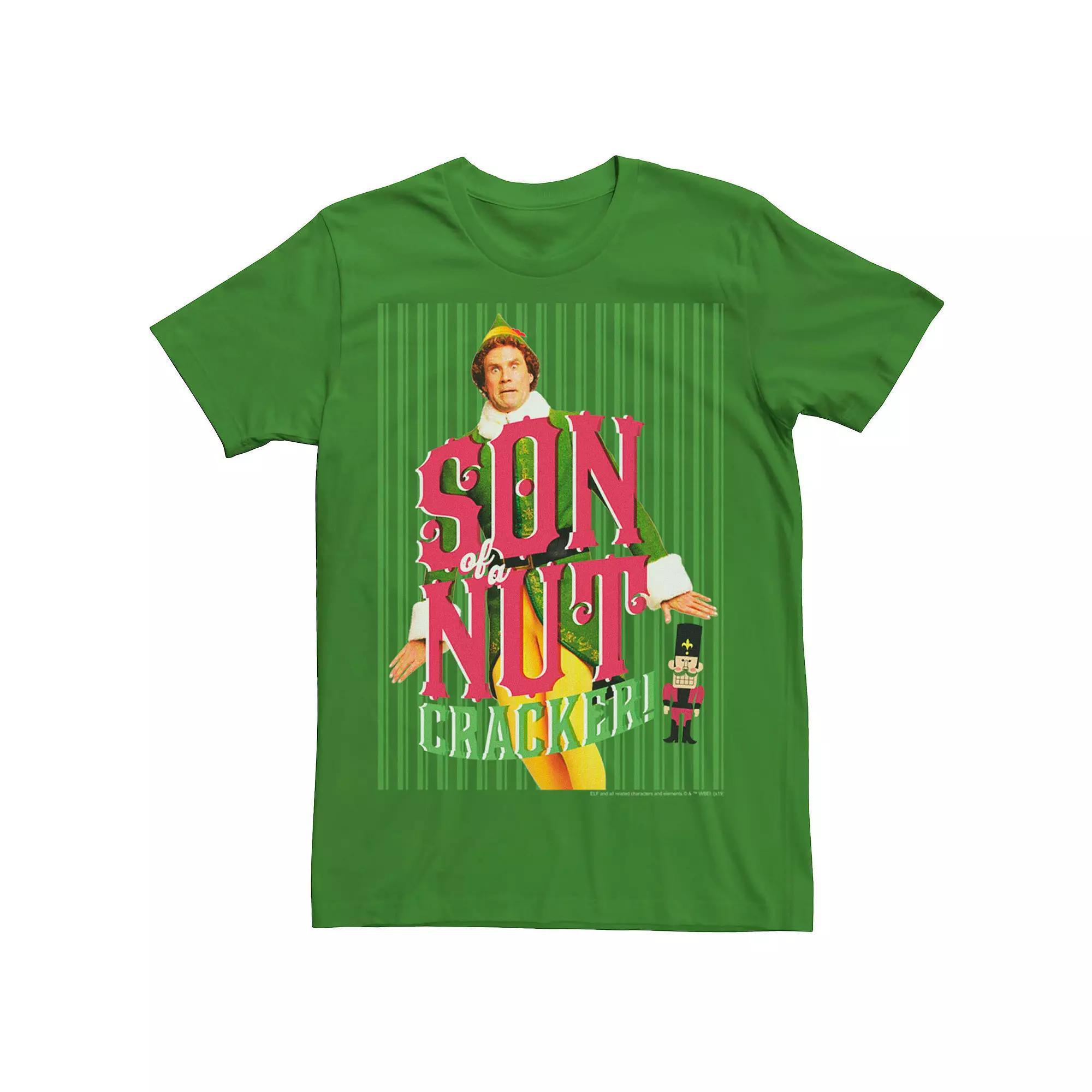 Men's Elf Buddy Son Of A Nutcracker Striped Poster Tee, Size: XXL, Kelly Product Image