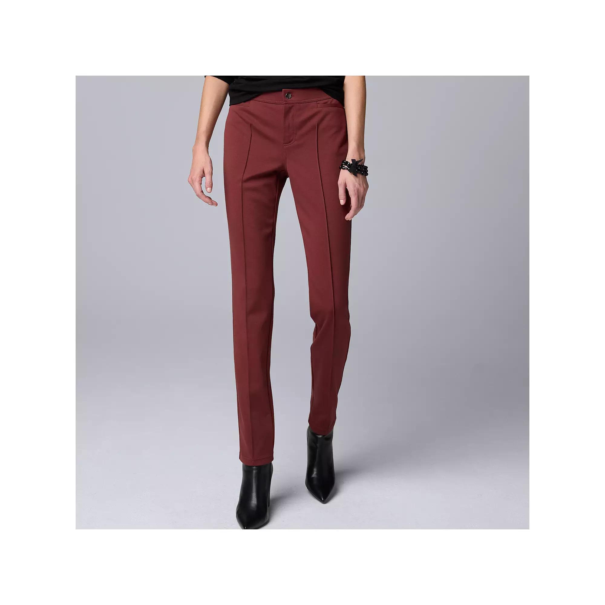 Women's Simply Vera Vera Wang Mid-Rise Pintuck Ponte Skinny Pants, Size: Small, Black Product Image