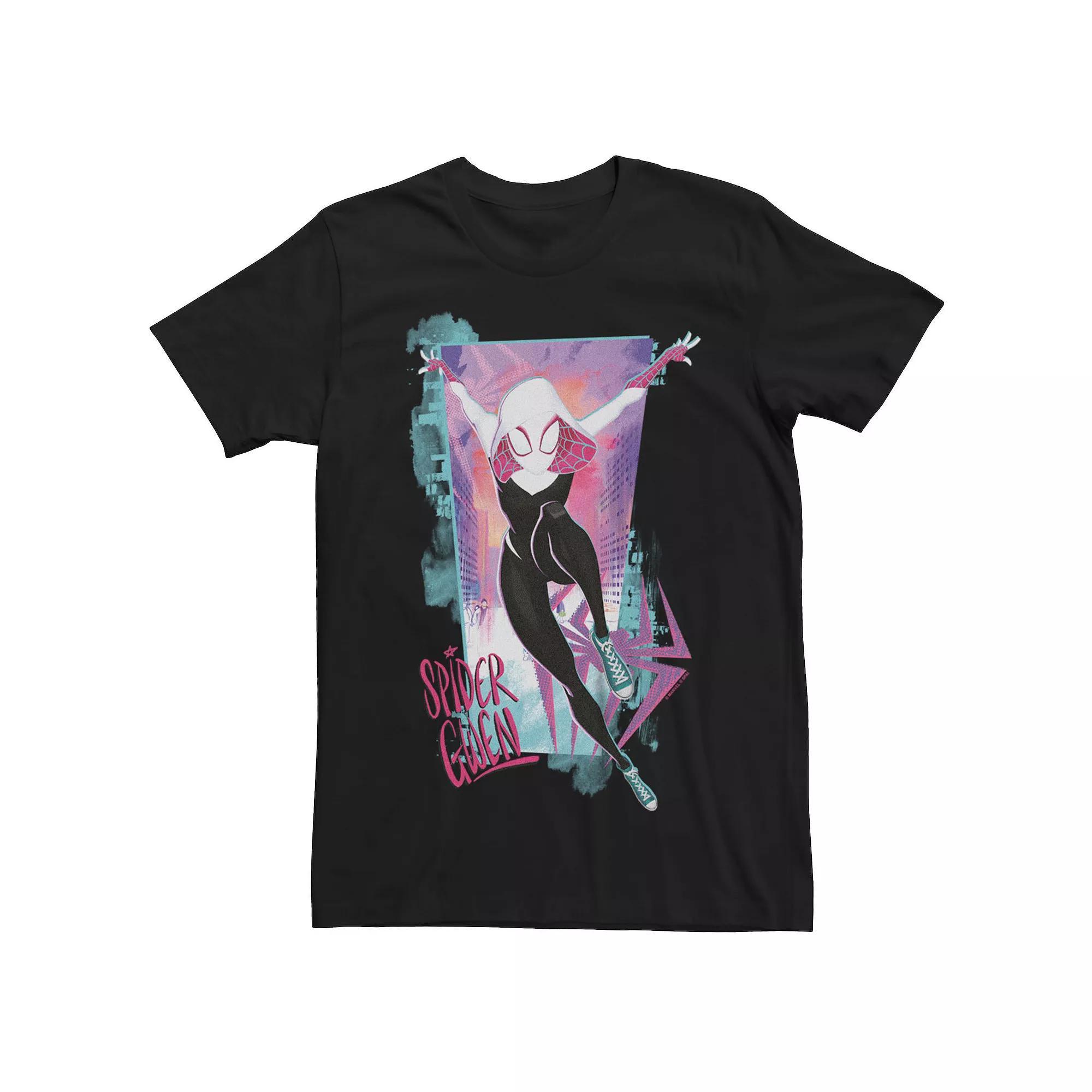 Big & Tall Marvel Spiderman Across The Spider Verse Spider-Gwen Swinging Graphic Tee, Men's, Size: Large Tall, Black Product Image