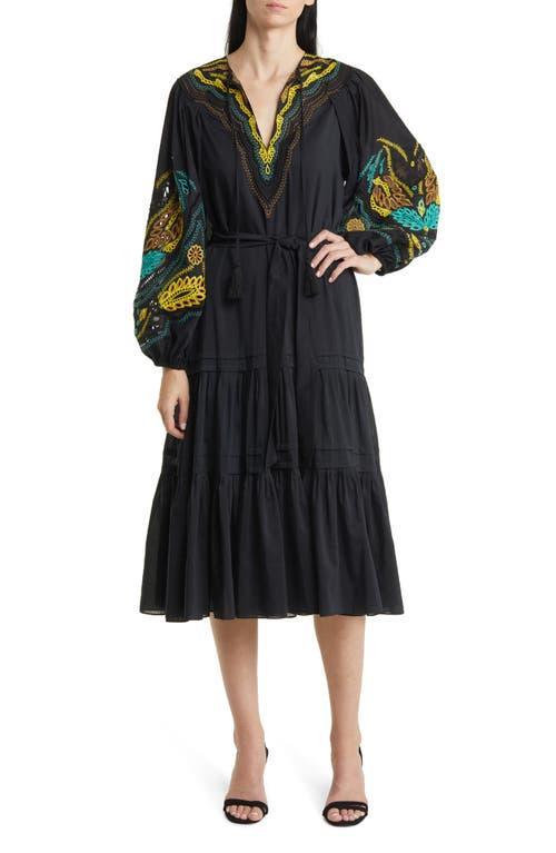 Womens Val Embroidered Voile Midi Dress Product Image