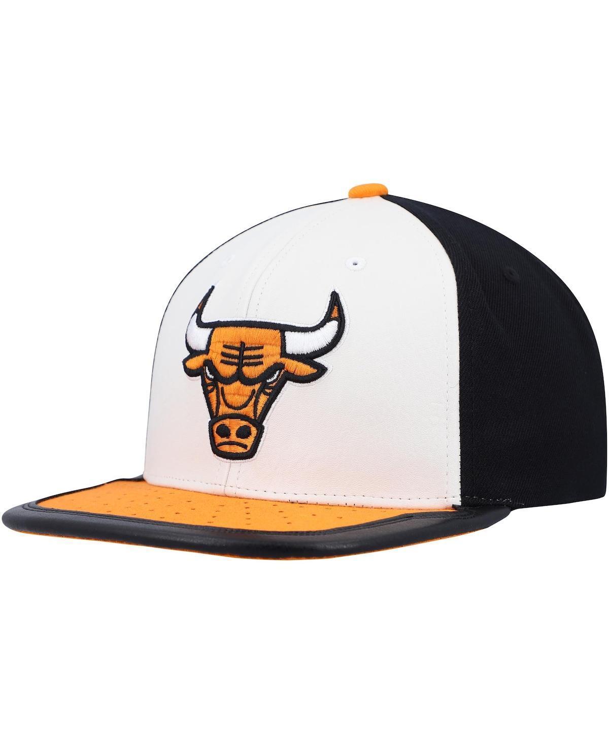 Men's Mitchell & Ness White/Orange Chicago Bulls Day One Snapback Hat Product Image