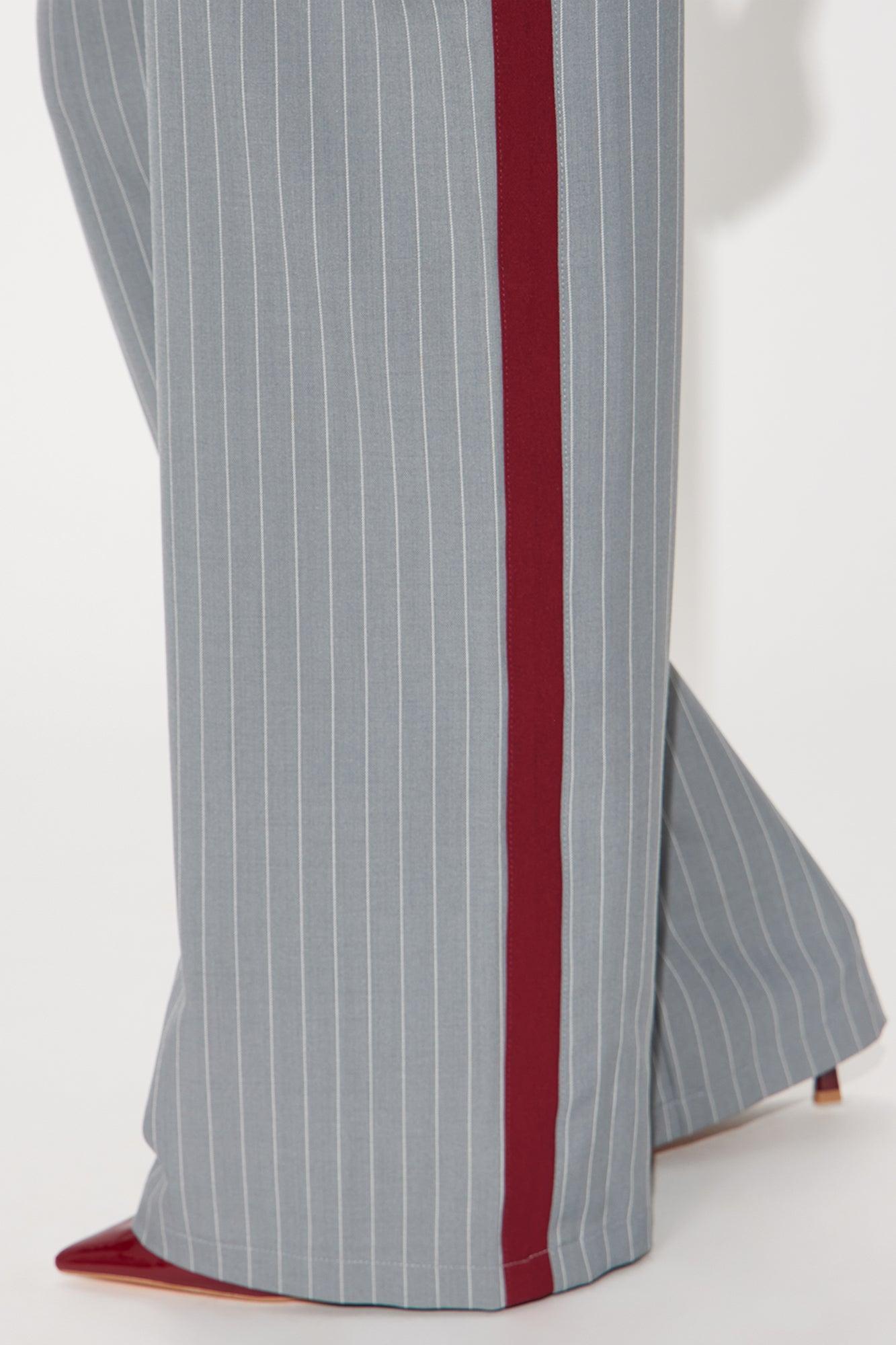 Different From The Rest Pinstripe Wide Leg Trouser Pant - Grey/combo Product Image