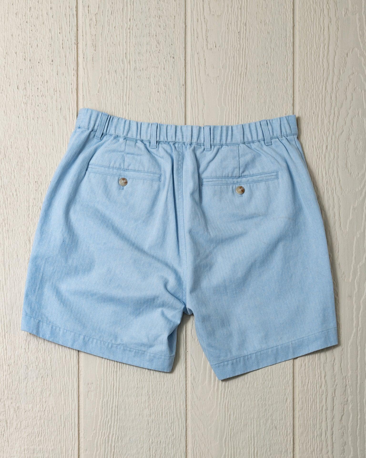 Ventura Short in Coastal Blue Salt Washed Herringbone Product Image