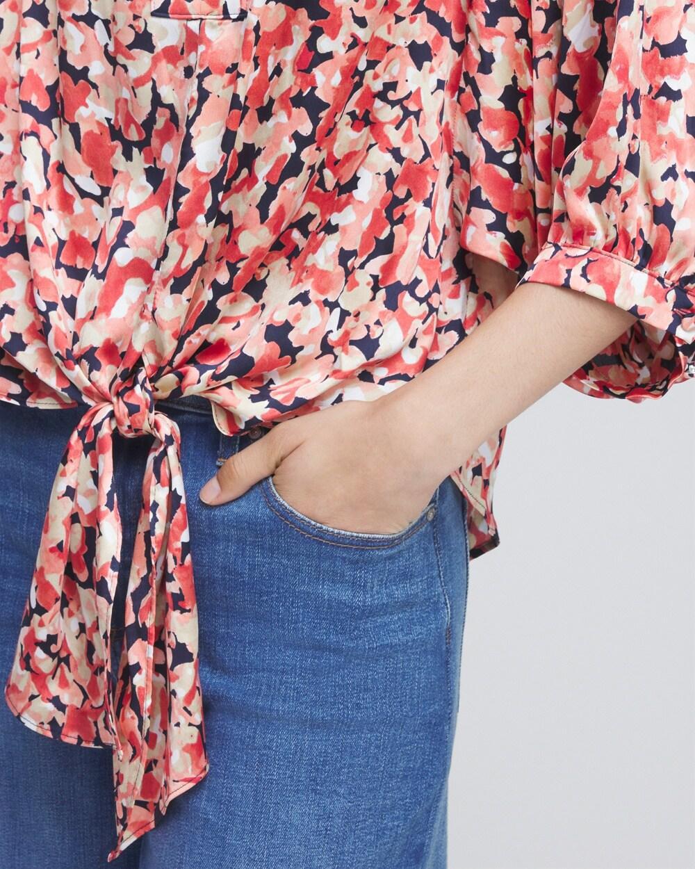 Camo Tie-Front Blouse Product Image