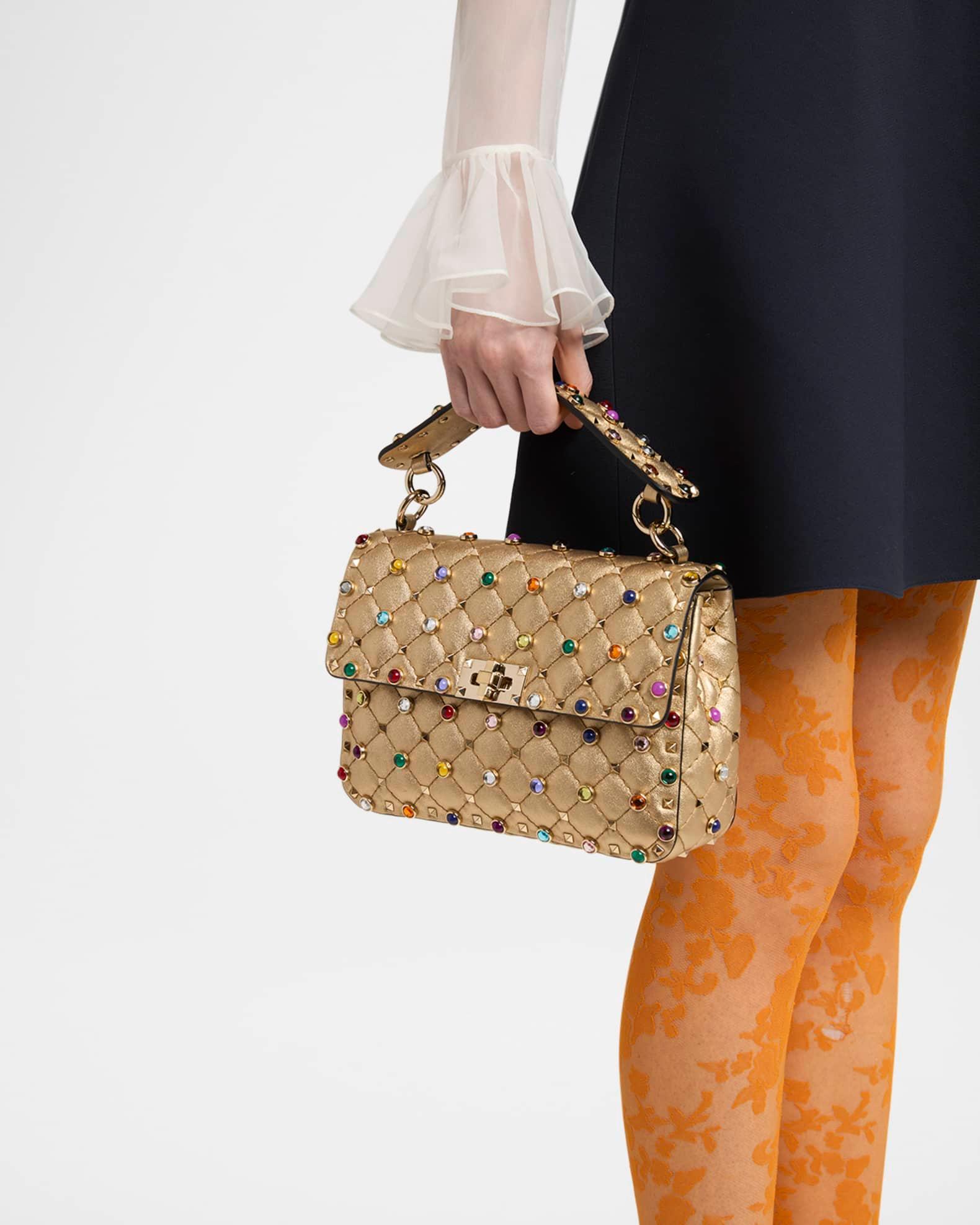 Medium Rockstud Embellished Leather Shoulder Bag Product Image