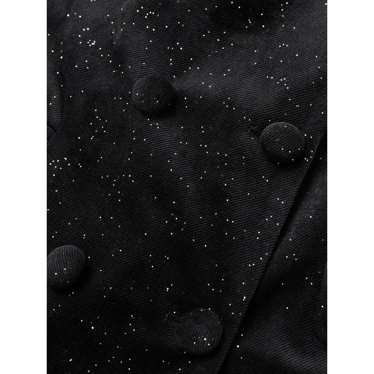 Plus Size Galaxy Glitter Pocket Suit Collar Blazer Black Women Party Plain Non Sleeve Long Sleeve Suit Collar 10/M Open pocket with flap Cocktail Blazers BloomChic Product Image