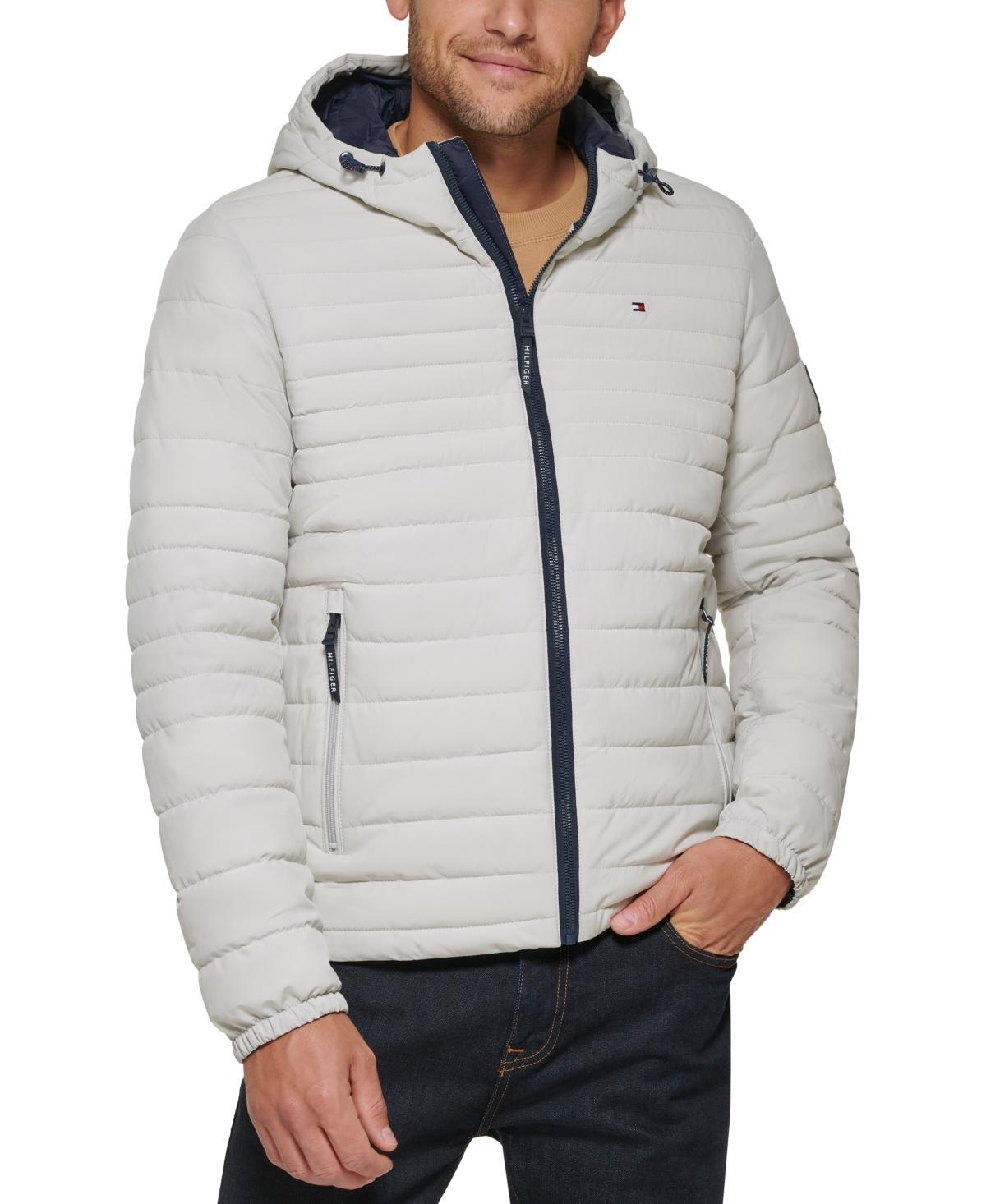 Men's Tommy Hilfiger Stretchy Hooded Puffer Jacket, Size: XL, Black Product Image