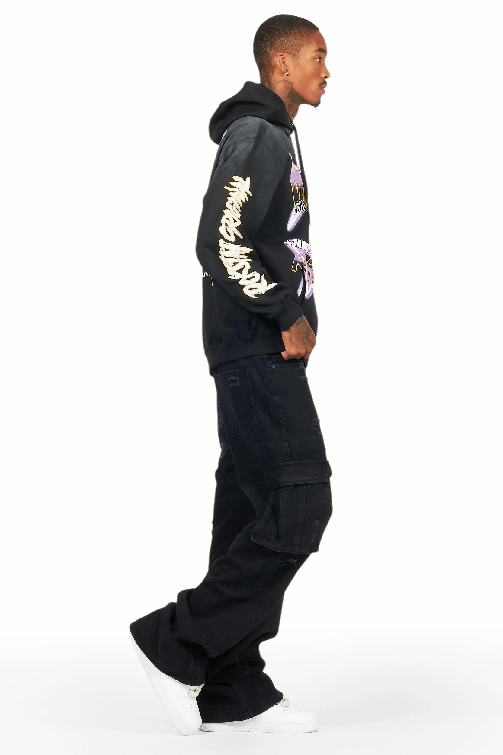 Nand Jet Black Baggy Cargo Jean Male Product Image