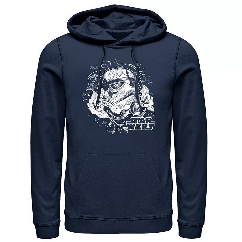 Mens Star Wars Storm Trooper Sugar Skull Pull-Over Hoodie Blue Product Image