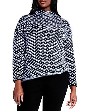 NIC+ZOE Plus Size Pixel Play Sweater Multi) Women's Clothing Product Image
