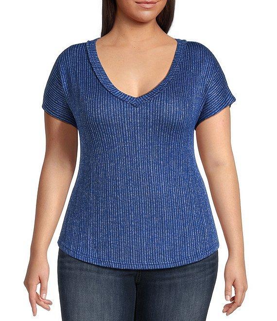 Blu Pepper Plus Size Short Sleeve Sweater Knit Top Product Image
