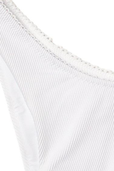 White Ribbed Bikini Bottom Product Image