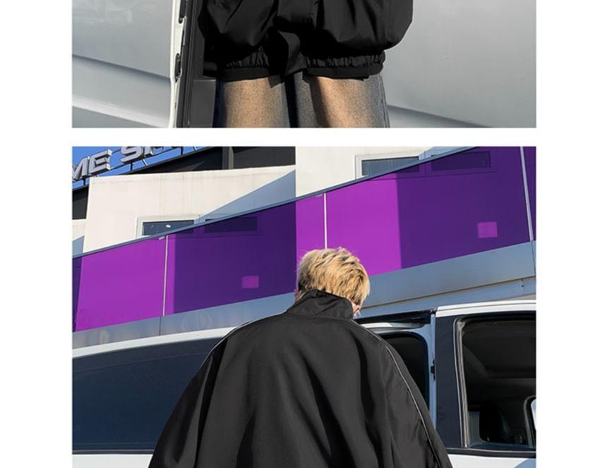 Stand Collar Contrast Trim Zip-Up Jacket Product Image