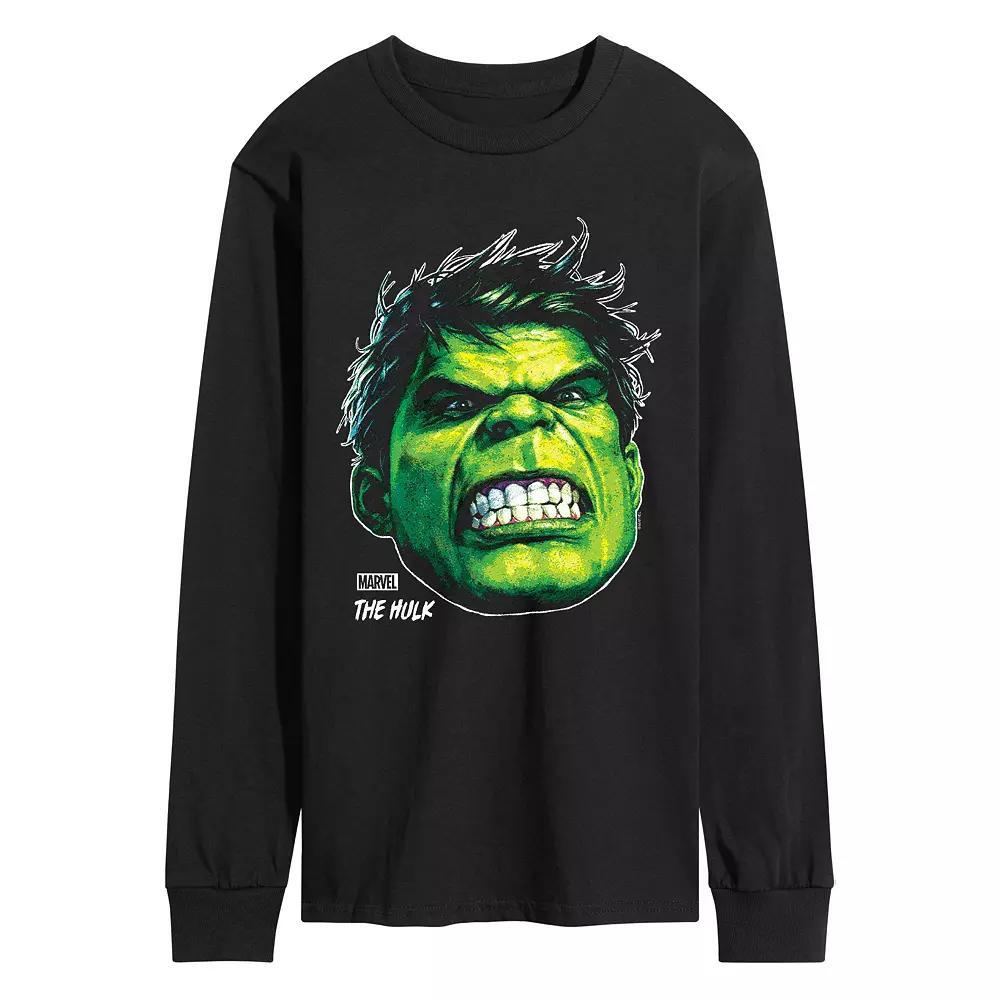 Mens Marvel Hulk Oversized Portrait Long Sleeve Graphic Tee Product Image