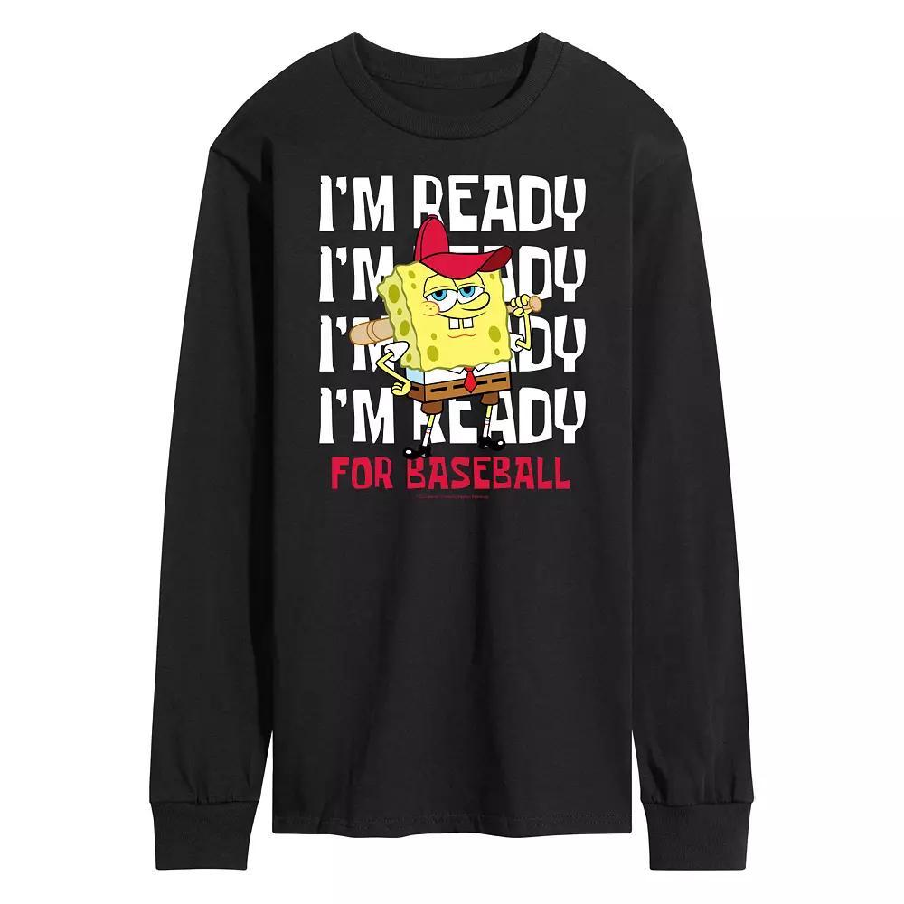 Mens Nickelodeon SpongeBob SquarePants Ready For Baseball Long Sleeve Graphic Tee Product Image