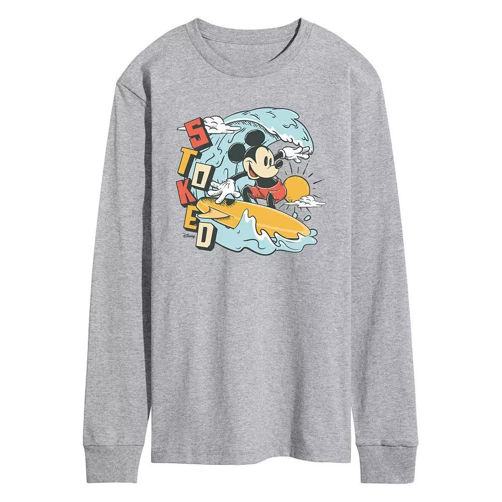 Disneys Mickey Stoked Mens Graphic Tee Grey Gray Product Image