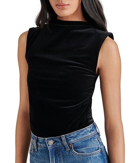 Steve Madden Essen Stretch Velvet Mock Neck Sleeveless Bodysuit Product Image