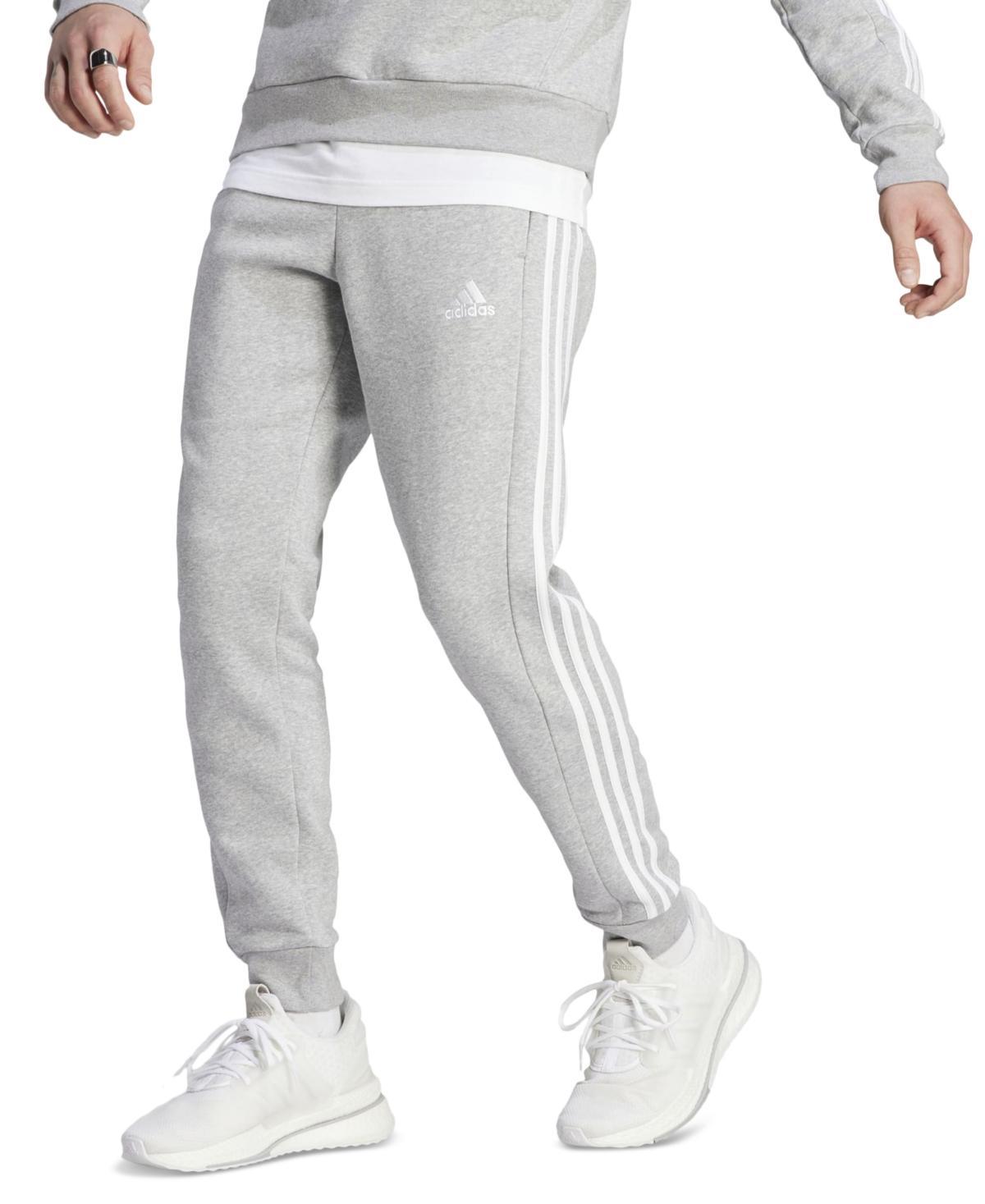 adidas Mens adidas Essentials 3-Stripes Fleece Tapered Cuff Pants - Mens Medium Grey Heather Product Image