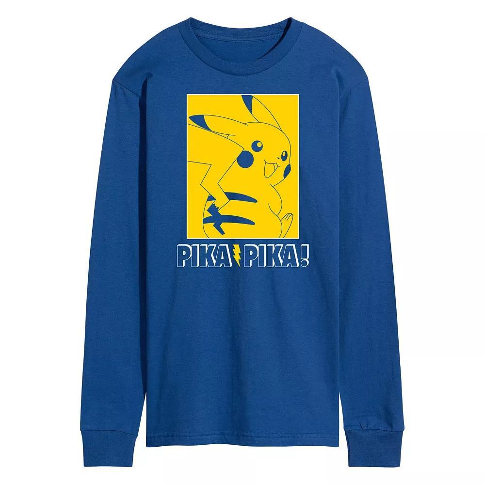 Mens Pokemon Pika Outline Long Sleeve Graphic Tee Product Image