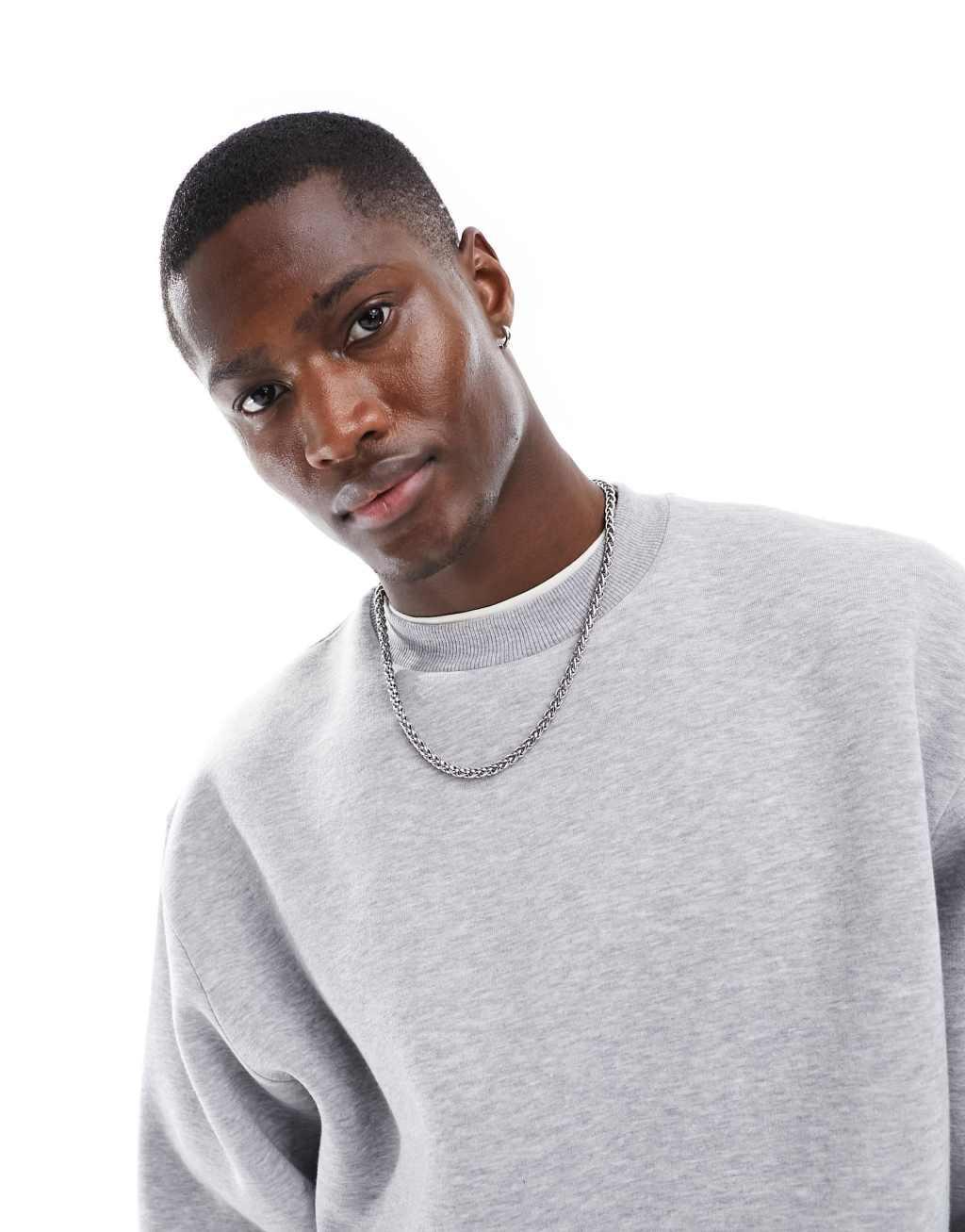 ASOS DESIGN boxy oversized sweatshirt in gray heather Product Image
