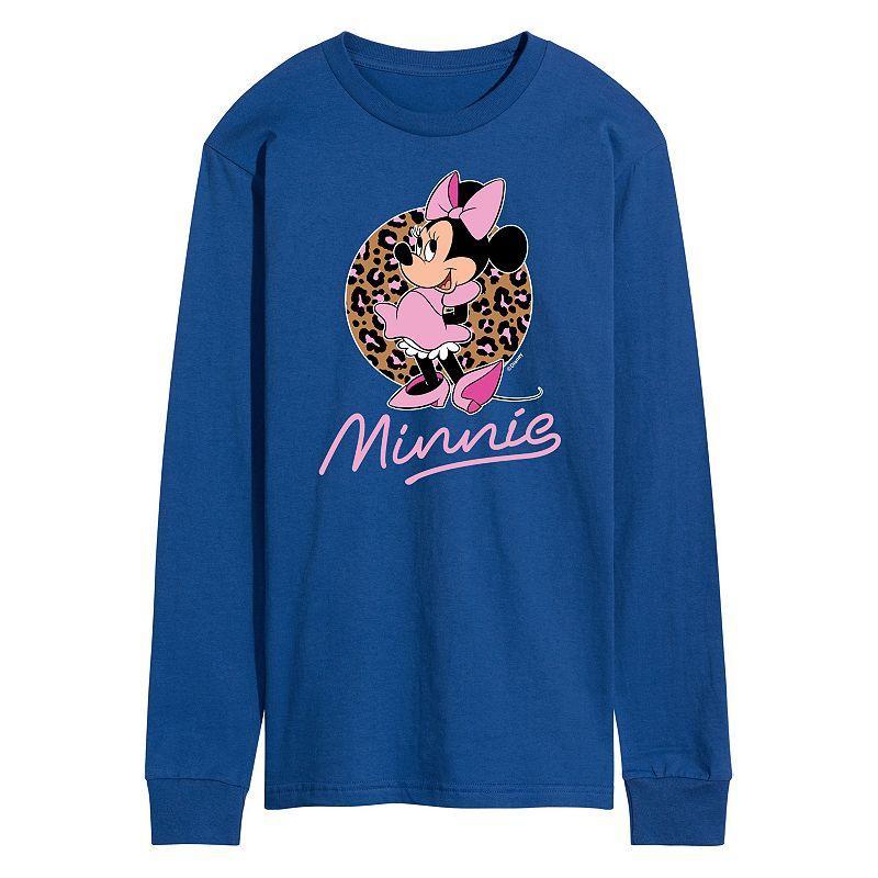 Disney's Minnie Mouse Men's Leopard Long Sleeve Graphic Tee, Size: XXL, Gray Product Image