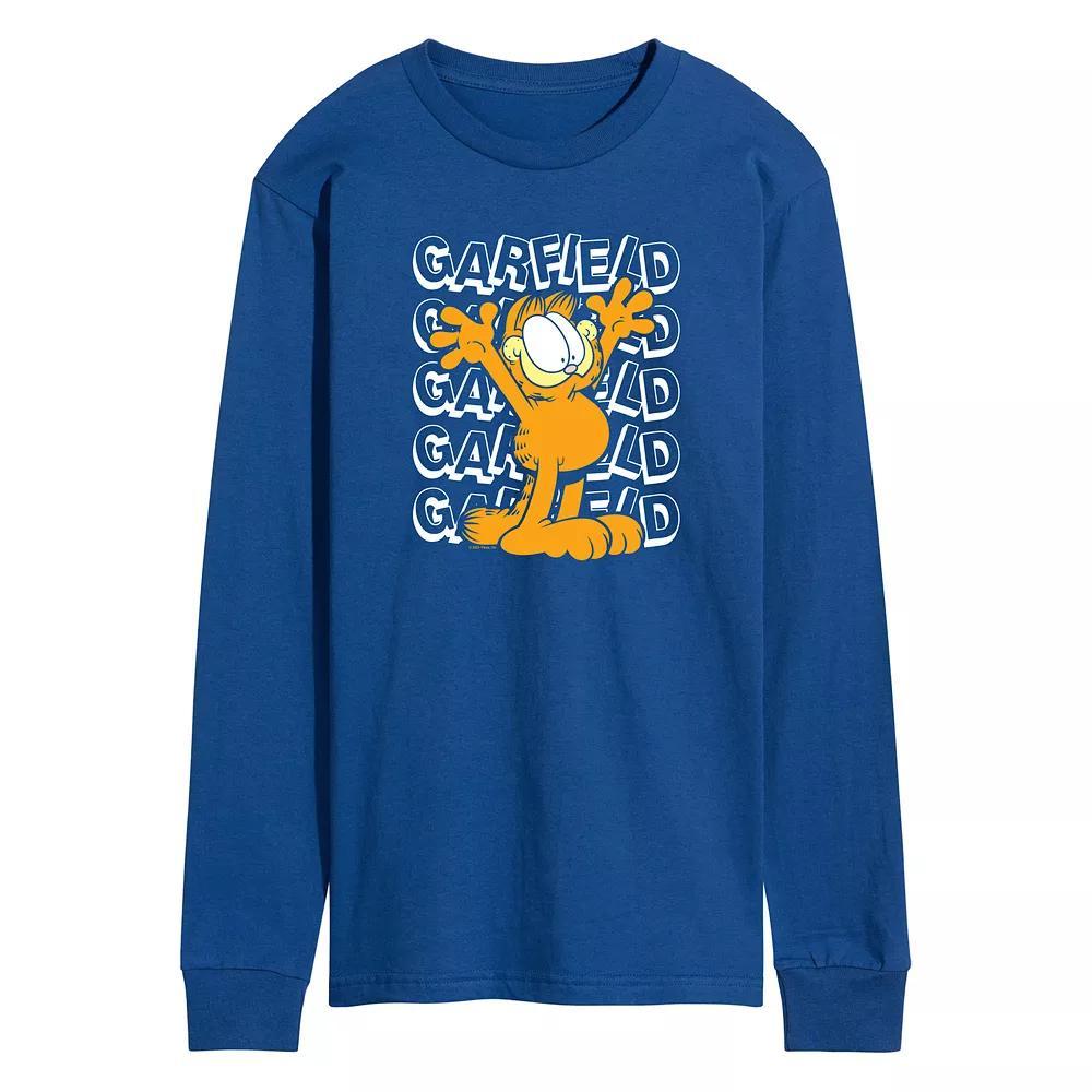 Mens Garfield Repeated Long Sleeve Graphic Tee Heather Grey Product Image