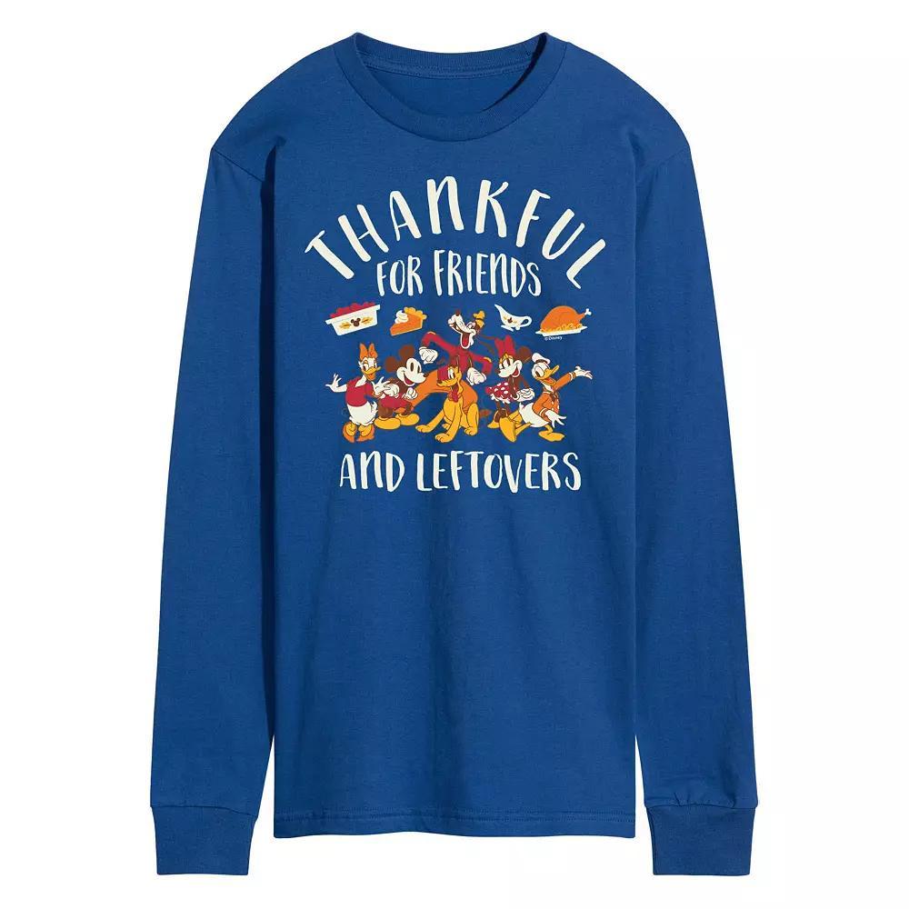 Disneys Mickey Mouse & Friends Mens Thankful For Friends And Leftovers Long Sleeve Graphic Tee Product Image