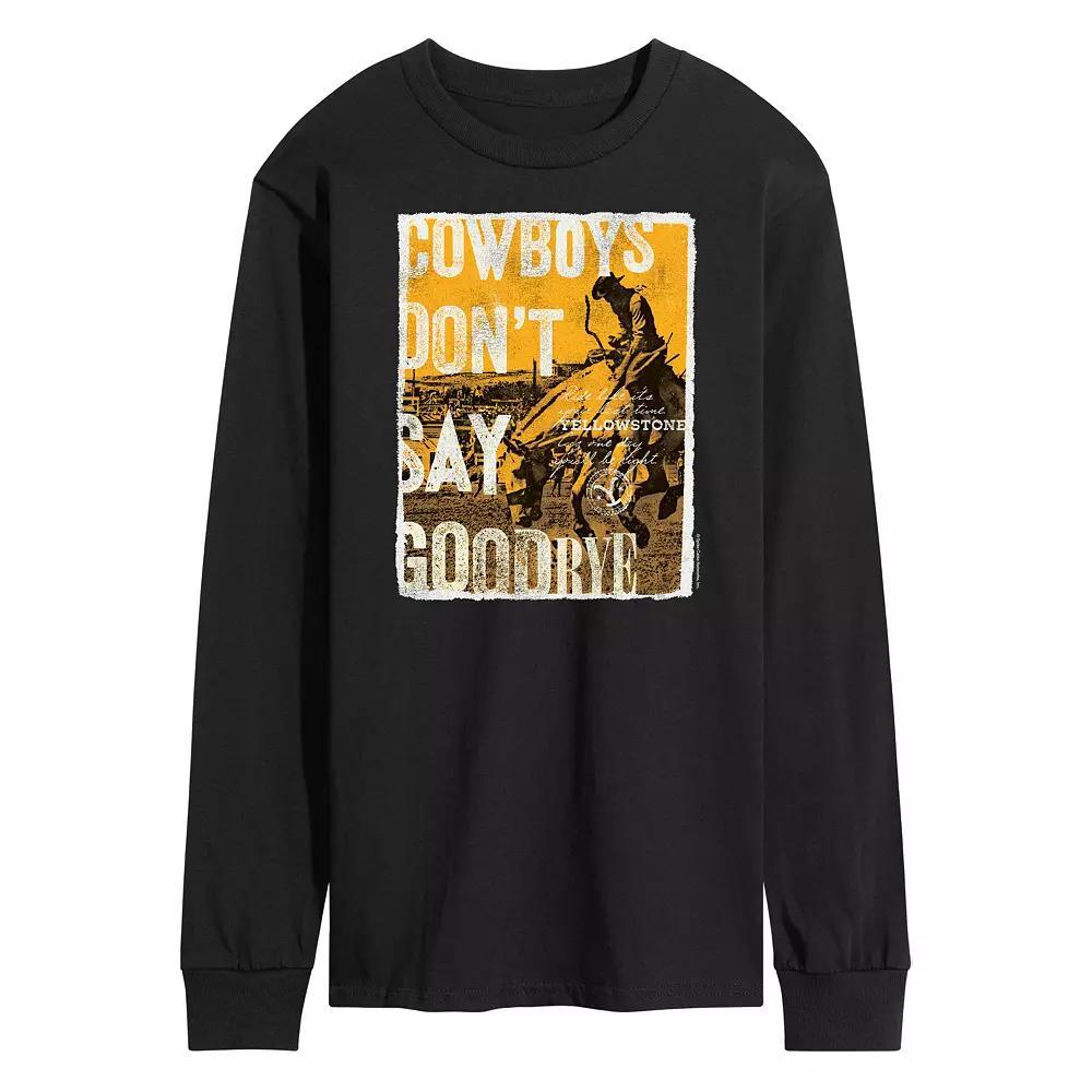 Mens Yellowstone Cowboys Dont Say Goodbye Long Sleeve Graphic Tee Grey Gray Product Image