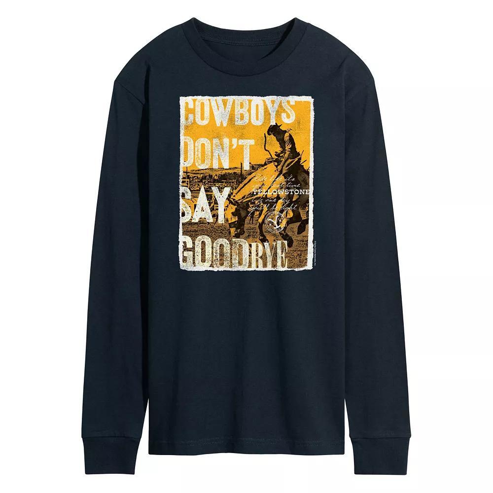 Mens Yellowstone Cowboys Dont Say Goodbye Long Sleeve Graphic Tee Grey Gray Product Image