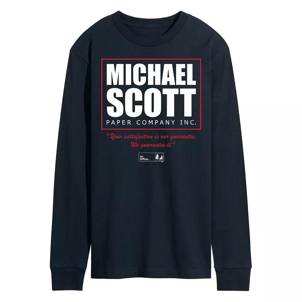 Mens The Office Michael Scott Paper Long Sleeve Tee Blue Product Image