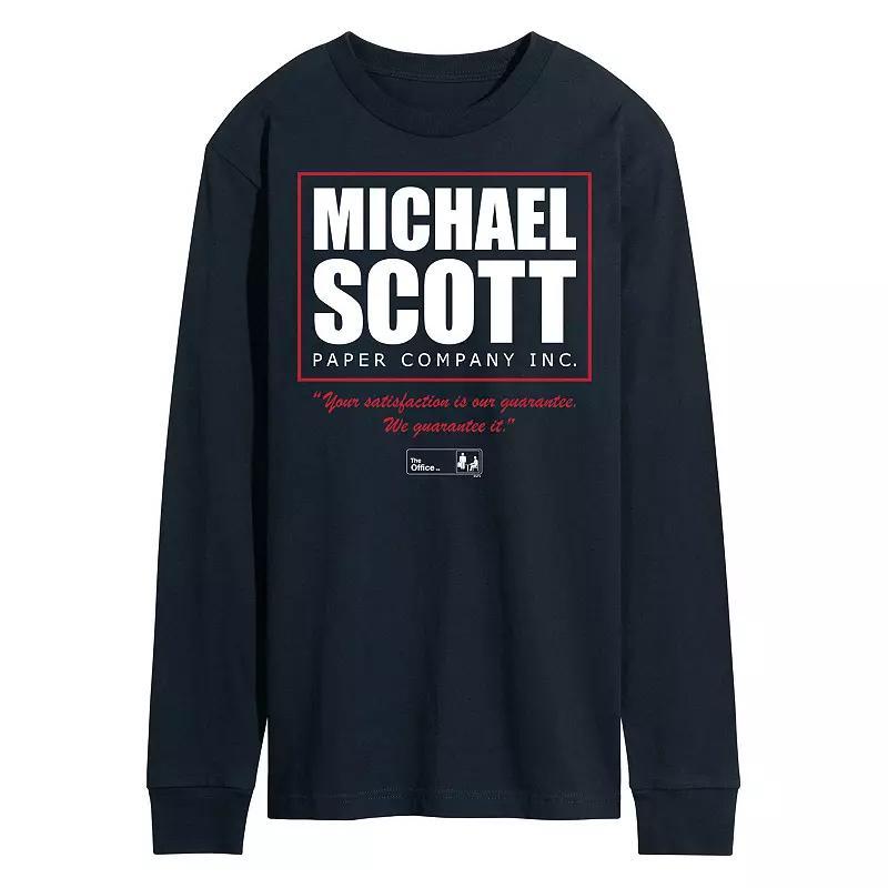 Mens The Office Michael Scott Paper Long Sleeve Tee Blue Product Image