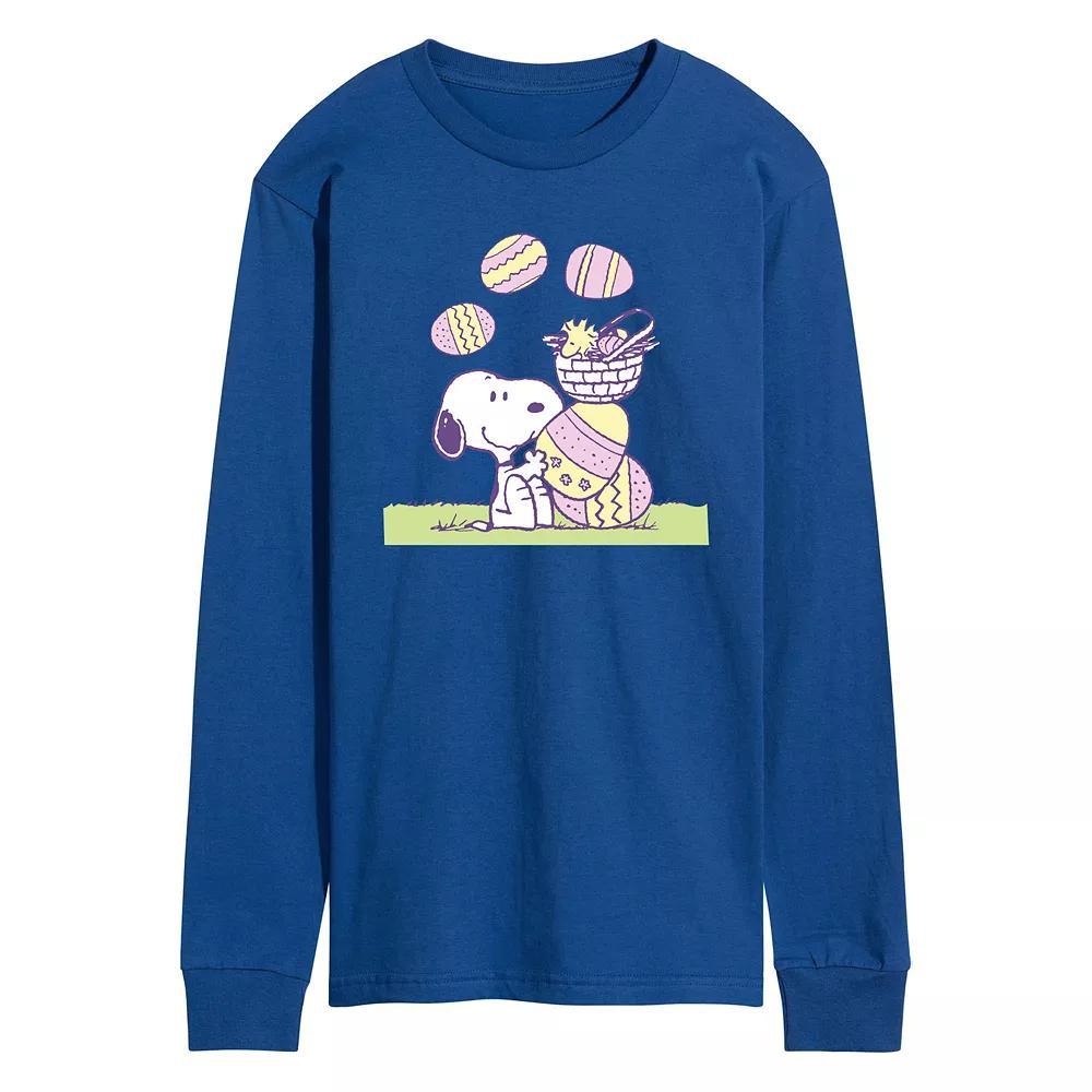 Men's Peanuts Easter Comic Long Sleeve Graphic Tee, Size: Large, Blue Product Image
