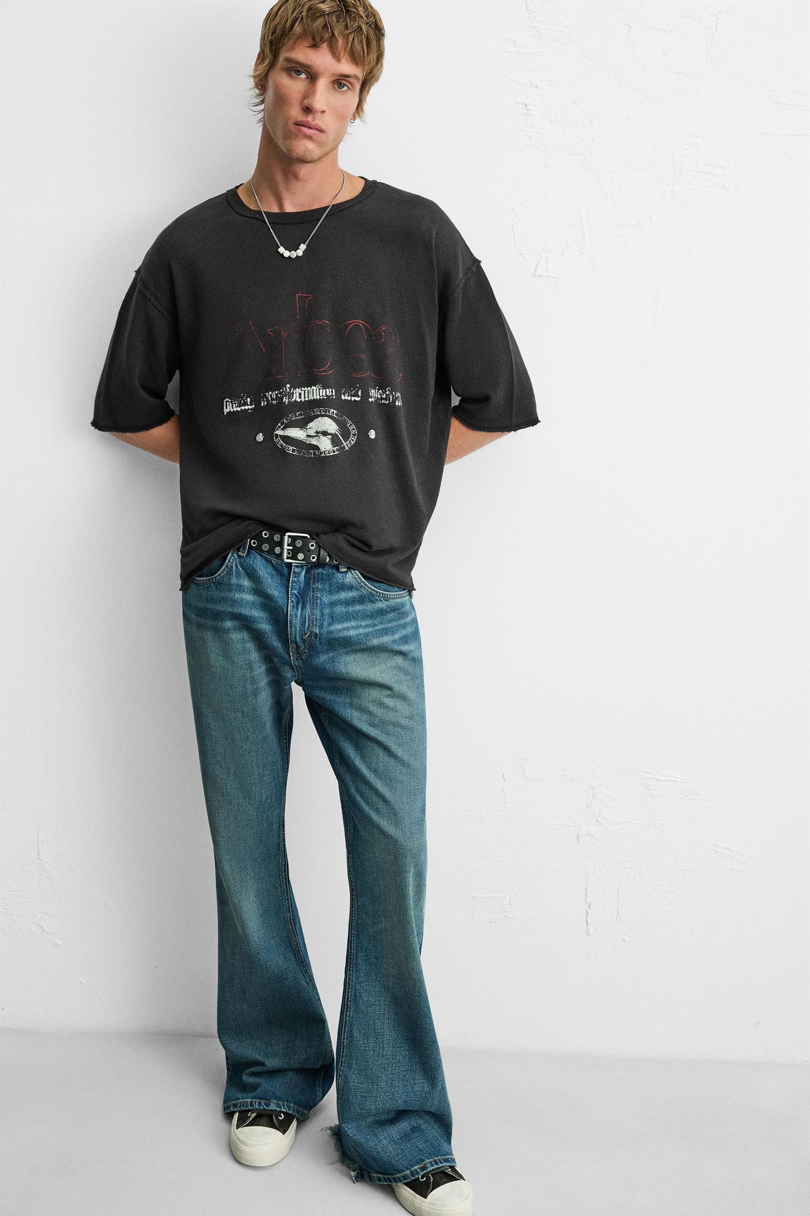 WASHED PRINT KNIT T-SHIRT Product Image
