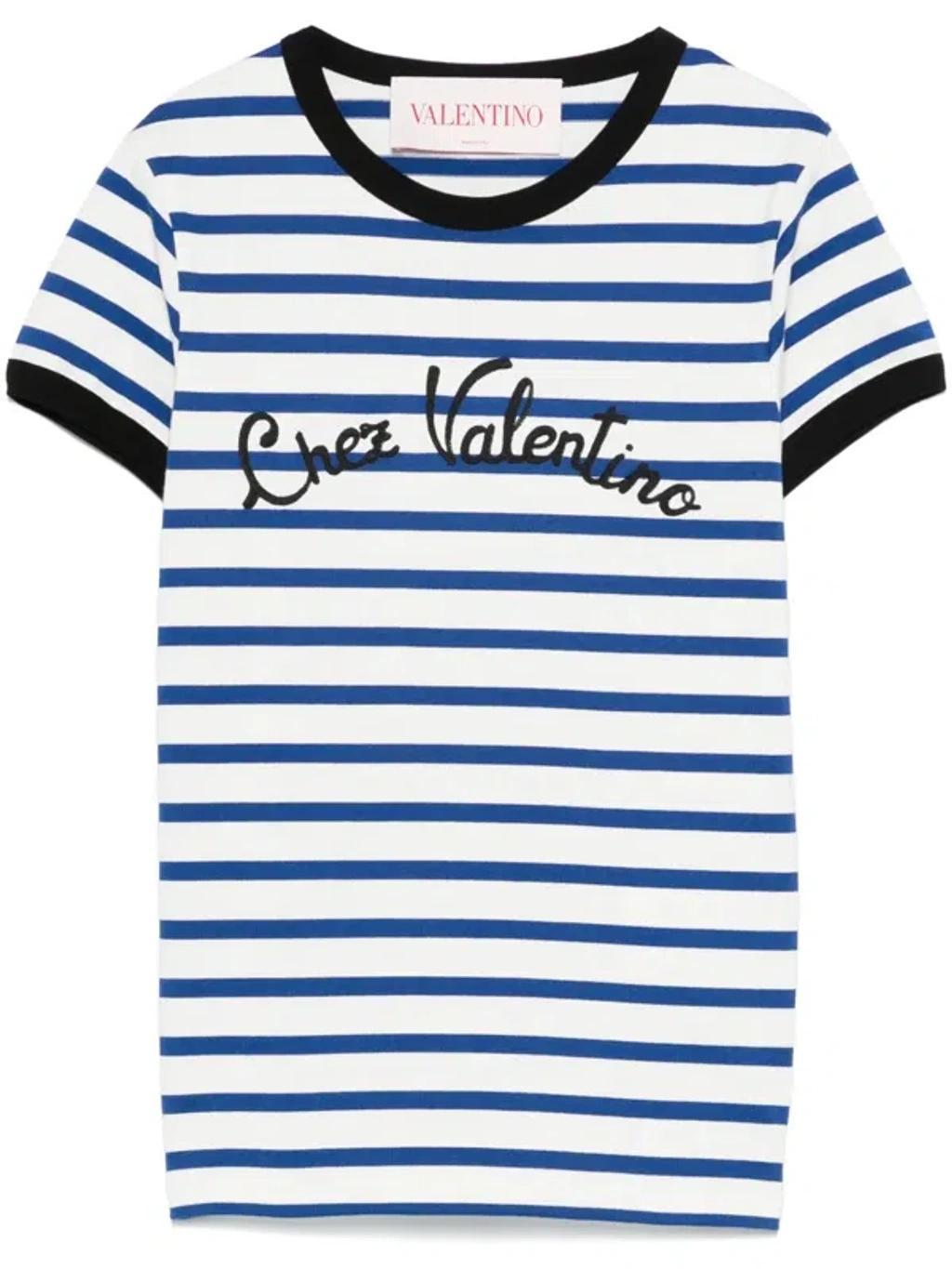 VALENTINO Striped T-shirt In White Product Image