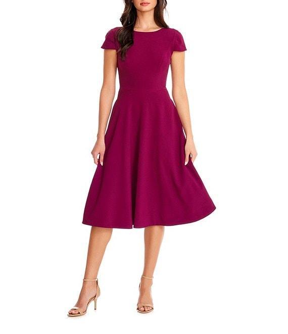 Dress the Population Livia Boat Neck Cap Sleeve Pleated Side Pocket Dress Product Image