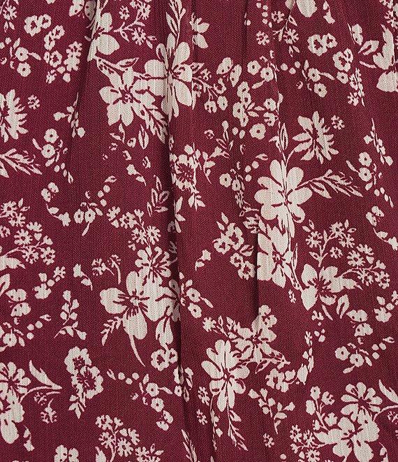 Allison & Kelly Floral Print V-Neck Long Sleeve Smocked Tiered Babydoll Dress Product Image