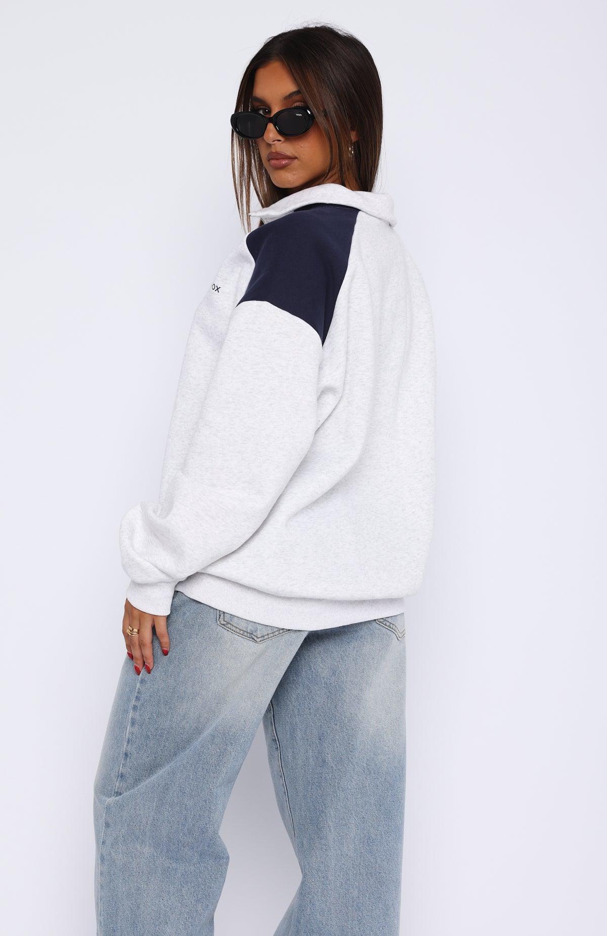 It's A Bad Idea Zip Front Sweater Grey Product Image