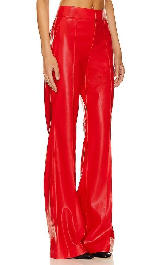 Alice and Olivia Dylan High Waist Wide Leg Pants in Bright Ruby Faux Leather Product Image
