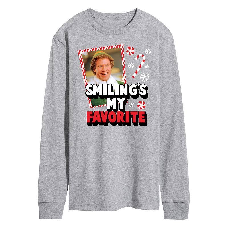 Men's Elf Smiling My Favorite Long Sleeve Tee, Size: Small, Gray Product Image
