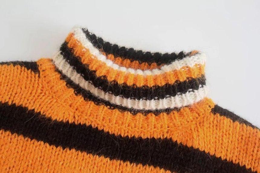 Mock Neck Striped Sweater Product Image