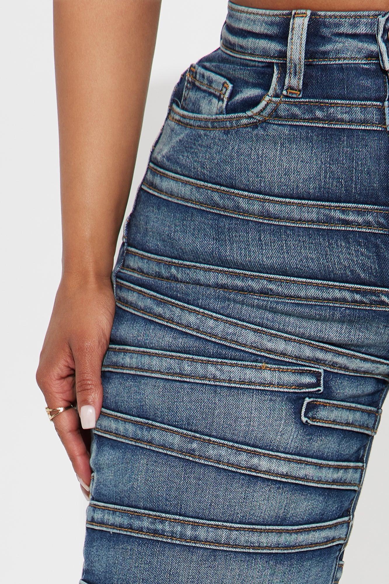 Seams Natural Wide Leg Jeans - Dark Wash Product Image