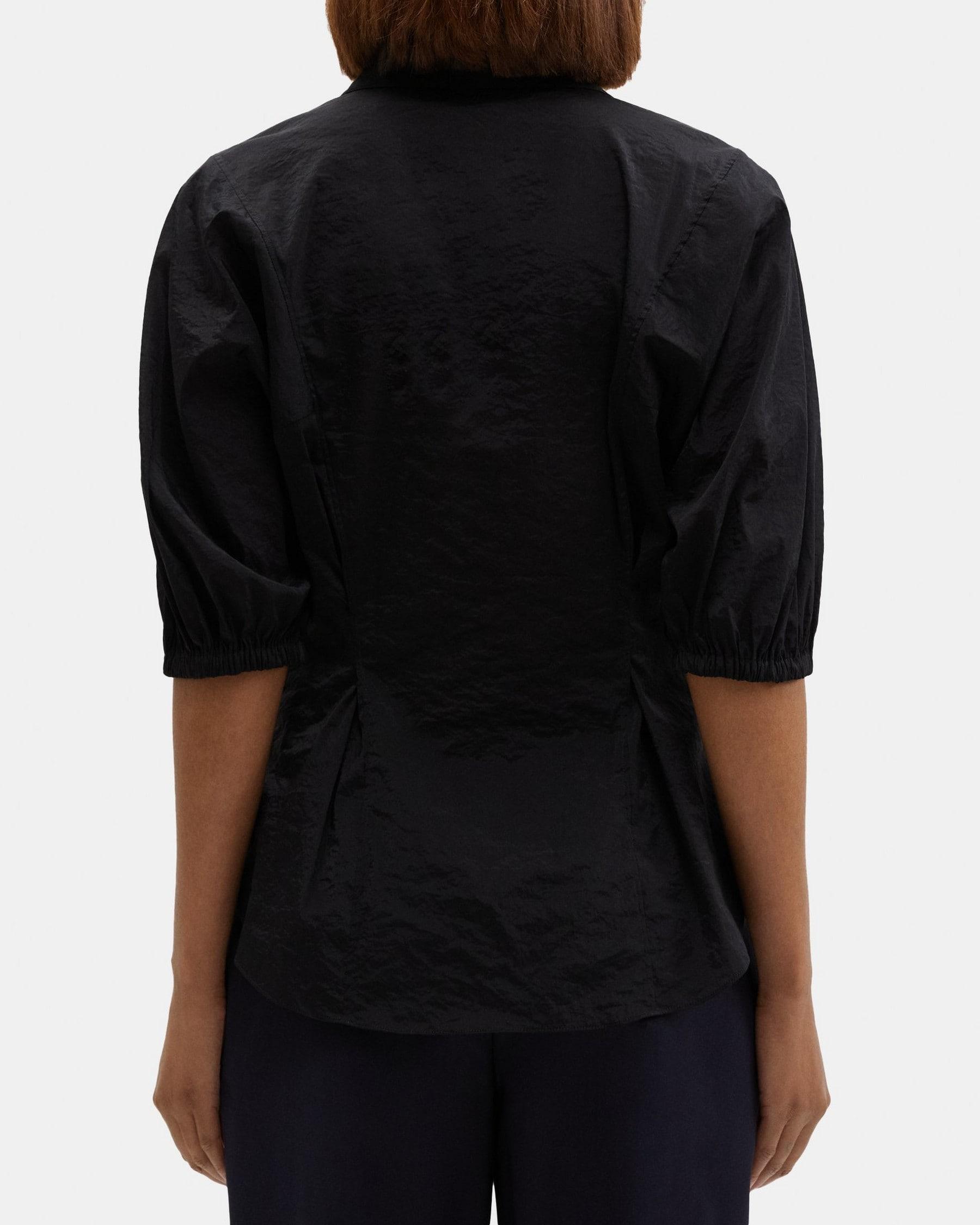 Cinched Short-Sleeve Shirt in Tech Taffeta Product Image
