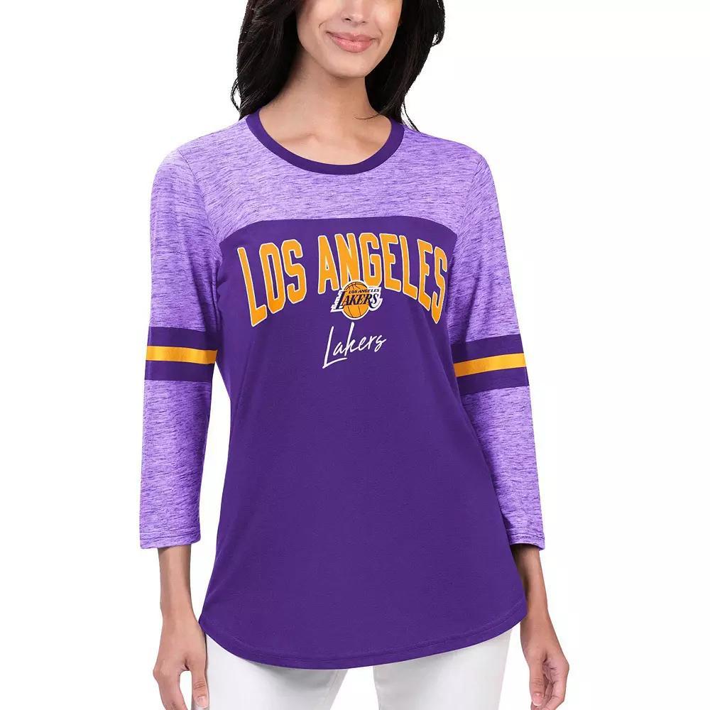 Women's G-III 4Her by Carl Banks Purple Los Angeles Lakers Play the Game Three-Quarter Sleeve T-Shirt, Size: Small Product Image