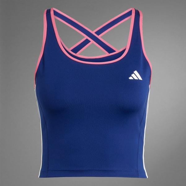 adidas Hyperglam Color Pop Tank Top Dark Blue XS Womens Product Image