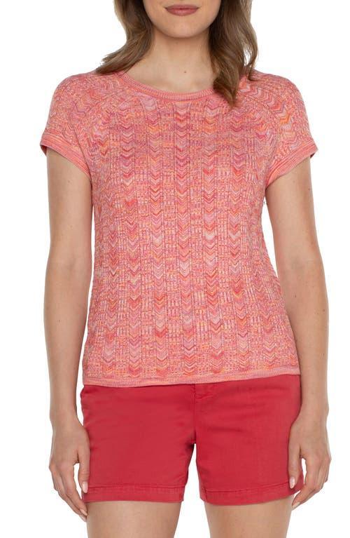 Liverpool Los Angeles Short Sleeve Scoop Neck Raglan Chevron Spacedye Sweater (Sugar Coral Spacedye) Women's Clothing Product Image