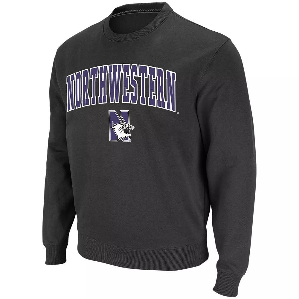 Men's Colosseum Charcoal Northwestern Wildcats Arch & Logo Crew Neck Sweatshirt, Size: Large Product Image