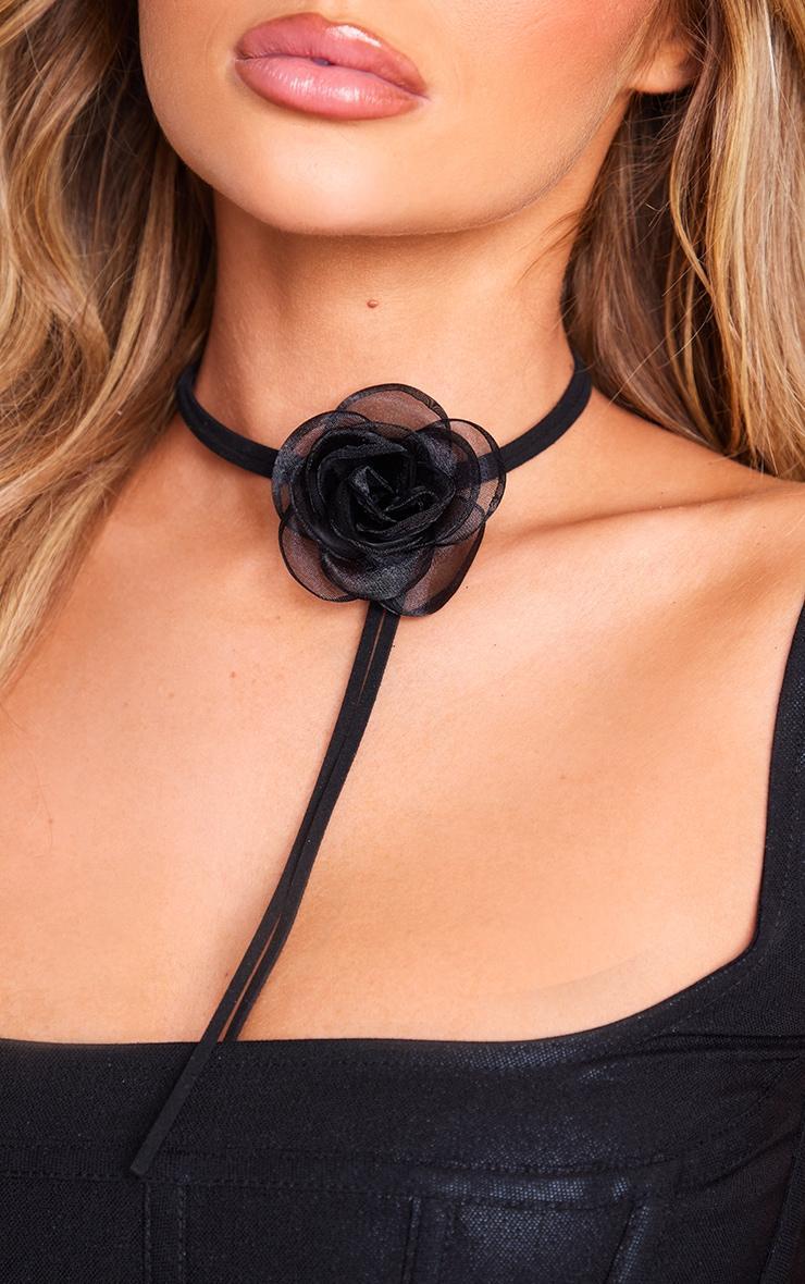 Black Corsage Tie Choker Product Image